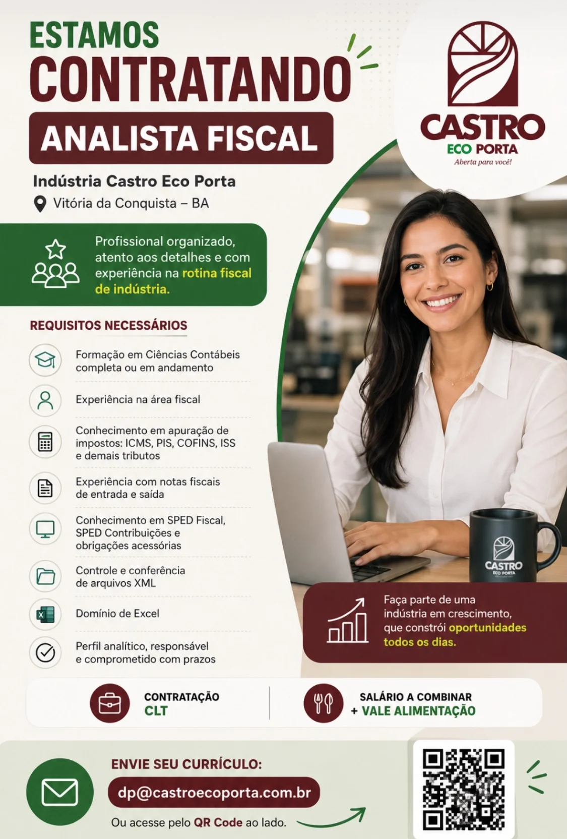 Vaga de Analista Fiscal - Indústria Castro Eco Porta