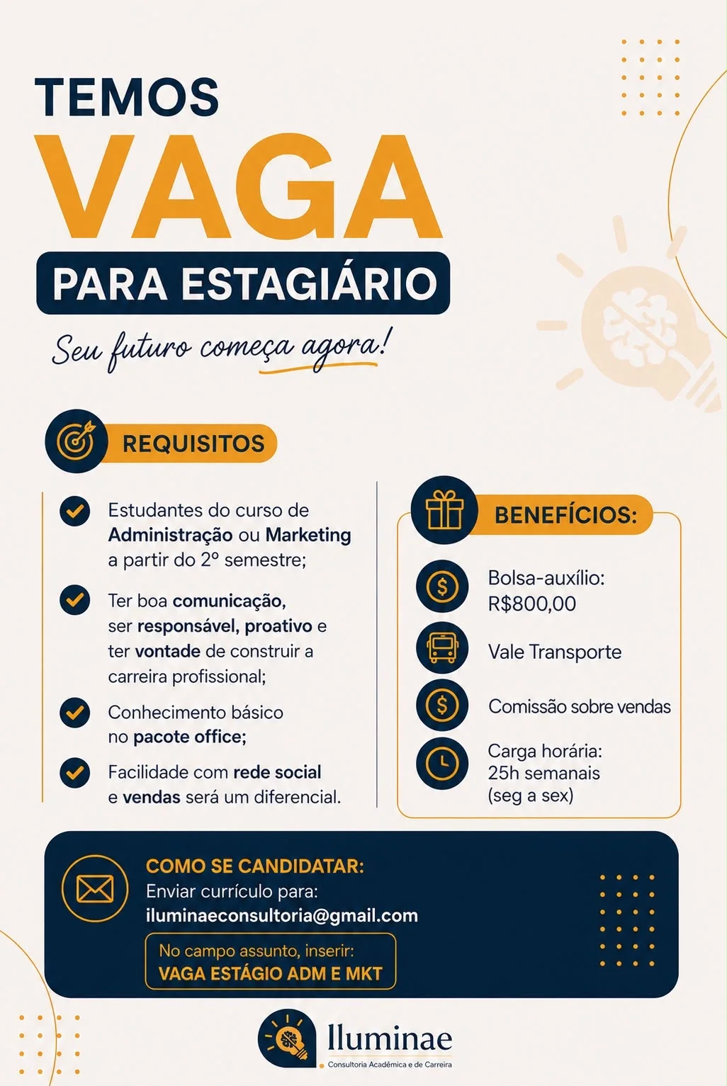 Vaga de Estagiário de Administração e Marketing - illuminae