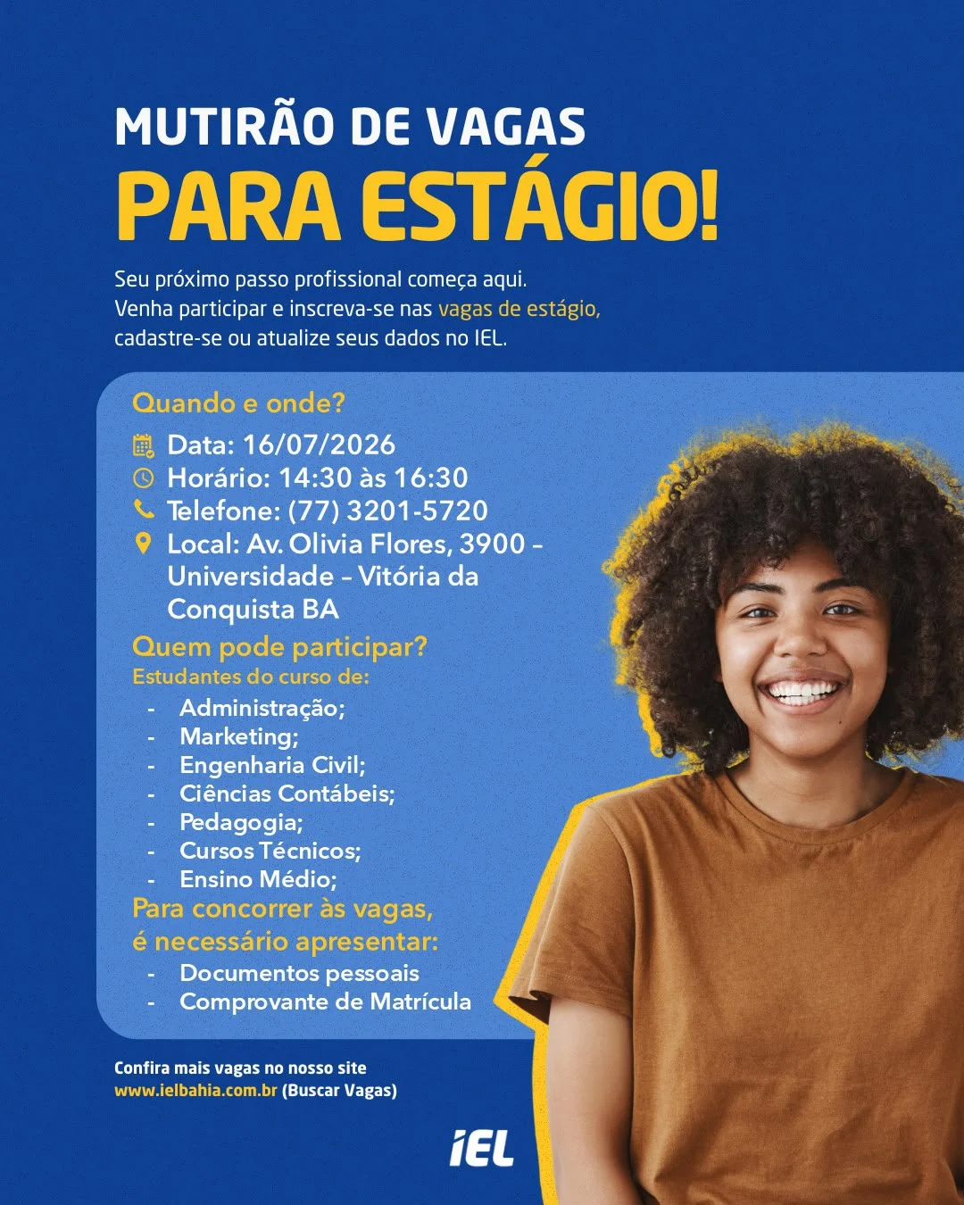 Vaga de Mutirão de Vagas para Estágio - IEL